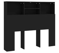 vidaXL Mueble cabecero con armario y estantería con almacenaje Negro 120x19x103,5 cm