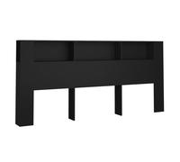 vidaXL Mueble Cabecero Armario de Cama con Almacenaje Pared Dormitorio Estantería Habitación Libros Decoraciones Negro 220x18,5x104,5 cm