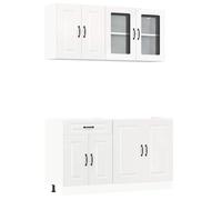 vidaXL Mueble Cocina Kalmar Blanco de Alto Brillo 4 pzas, Conjunto de Unidades de Cocina, Conjunto de gabinetes, Estante de Almacenamiento