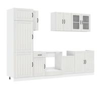 vidaXL Mueble cocina Kalmar blanco de alto brillo 8 pzas, conjunto de unidades de cocina, conjunto de gabinetes, estante de almacenamiento