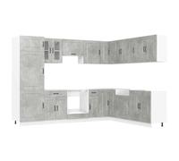 vidaXL Mueble Cocina Kalmar Gris hormigón 14 pzas Madera contrachapada