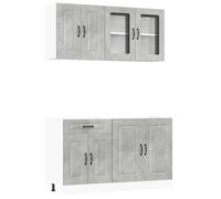 vidaXL Mueble cocina Kalmar gris hormigón 4 pzas madera contrachapada