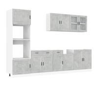 vidaXL Mueble Cocina Kalmar Gris hormigón 7 pzas Madera contrachapada