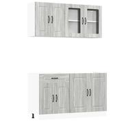 vidaXL Mueble Cocina Kalmar Sonoma Gris 4 pzas Madera contrachapada
