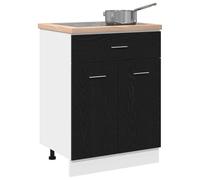 vidaXL Gabinete Base con cajón Riga Roble Negro 60 x 46 x 81,5 cm, Amplio Almacenamiento, gabinetes Modernos, estantes rectangulares, organizadores Wall-Mounted, Madera ingenierizada