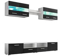 Mueble de salón de TV con luces LED negro brillante 5 piezas