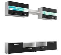 vidaXL Mueble Comedor Salón TV Completo Moderno Leds Negro 5 Piezas Módulos