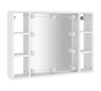 vidaXL Mueble con Espejo y LED Baño Corredor Pasillo Iluminación Tocador Entrada Ducha Aseo Cuarto Armario Decoración Adorno Blanco