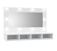 vidaXL Mueble con Espejo y LED Baño Corredor Pasillo Iluminación Tocador Entrada Ducha Aseo Cuarto Armario Decoración Adorno Blanco