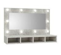 vidaXL Mueble con Espejo y LED Baño Corredor Pasillo Iluminación Tocador Entrada Ducha Aseo Cuarto Armario Decoración Adorno Color Gris Hormigón
