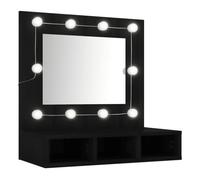 Vidaxl mueble con espejo y led negro 60x31,5x62 cm