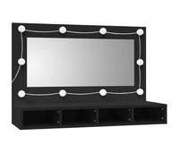 vidaXL Tocador de pared con espejo LED y armario de almacenamiento, negro
