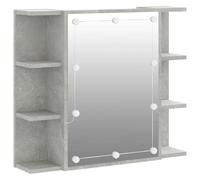 vidaXL Mueble con Espejo y Luces LED Baño Tocador Maquillaje Pared Almacenamiento Mobiliario Armario Organizador Decoración Estante Gris Hormigón