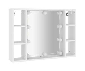 vidaXL Mueble con Espejo y Luces LED Blanco 76x15x55 cm