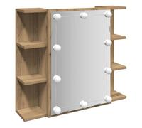 vidaXL Mueble con Espejo y Luces LED Roble Artesanal 70x16,5x60 cm, Armario con Espejo, Armario con Espejo para Joyas, Armario con Luces LED