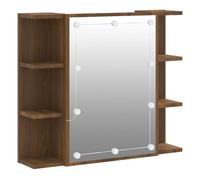 Vidaxl mueble con espejo y luces led roble marrón 70x16,5x60 cm