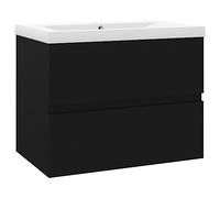 vidaXL Mueble con Lavabo Armario Tocado Fregadero Aseo Cuarto de Baño Inodoro Ducha Bañero Mobiliario Robusto Estable Negro Brillante Contrachapada