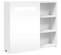 vidaXL Mueble de Baño, Armario con Espejo y Luz LED, Estantes de Pared con Almacenamiento, Mueble Auxiliar de Tocador para Aseo, Blanco