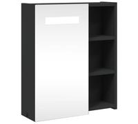 vidaXL Mueble de Baño, Armario con Espejo y Luz LED, Estantes de Pared con Almacenamiento, Mueble Auxiliar de Tocador para Aseo, Negro