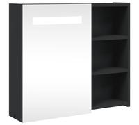vidaXL Mueble de baño con Espejo y luz LED Negro 60x13x52 cm
