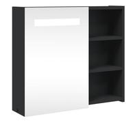 vidaXL Mueble de baño con Espejo y luz LED Negro 60x13x52 cm, Mueble con Espejo para Inodoro, Mueble de Cuarto de baño con Espejo, Mueble con Espejo