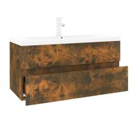 vidaXL Mueble de Baño con Lavabo Armario Almacenamiento Colgante Suspendido Pared Estante Inferior Cajón Madera Contrachapada Color Roble