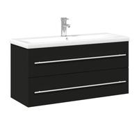 vidaXL Mueble de Baño con Lavabo Integrado, Armario Colgante de Lavamanos con Almacenaje, Cajón Flotante, Decoración para Aseo, Negro