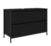 vidaXL Mueble de baño con lavabo y cajones Roble negro 90x34,5x60 cm