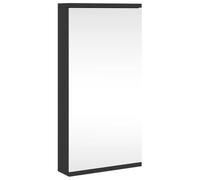 vidaXL Mueble de baño de Esquina con Espejo Negro 30x24x60 cm