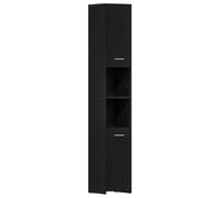 vidaXL Mueble de baño de Madera de Roble Negro 30x30x183,5 cm, gabinete de Almacenamiento de baño, Mueble de baño, Mueble de Piso de baño