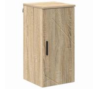 vidaXL Mueble de baño de madera de roble Sonoma. Dimensiones: 30 x 31,5 x 61 cm. Montaje en pared. Diseño moderno. Amplio. Fácil de montar. Resistente a la abrasión. Tiradores negros de barra