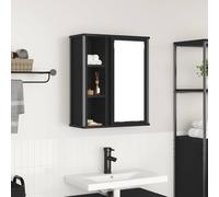 vidaXL Mueble de baño de pared con espejo negro 50x21x60 cm, gabinete colgante para baño, gabinete de pared para baño, gabinete de pared para baño en la pared