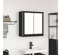 vidaXL Mueble de baño de pared con espejo negro 60x21x60 cm, gabinete colgante para baño, gabinete de pared para baño, gabinete de pared para baño en la pared