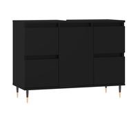 vidaXL Mueble de baño Madera de ingeniería Negro 80x33x60 cm, Armario, Armario de baño con almacenaje, Mueble de baño, Mueble para baño