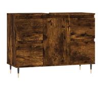 vidaXL Mueble de baño Madera de ingeniería Roble Ahumado 80x33x60 cm, Armario, Armario de baño con almacenaje, Mueble de baño, Mueble para baño