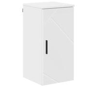 vidaXL Mueble de baño moderno con trastero alto de madera de ingeniería, acabado brillante en color blanco. Medidas 30 x 31,5 x 61 cm. Amplio y montable en la pared, puertas con bisagras y tiradores
