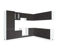 vidaXL Mueble de cocina Kalmar Negra 14 piezas madera contrachapada