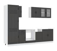 vidaXL Mueble de Cocina Kalmar Negra 8 Piezas Madera contrachapada, Conjunto de Unidades de Cocina, Conjunto de gabinetes, Estante de Almacenamiento