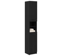 vidaXL Mueble de baño de Roble Negro 32 x 34 x 188.5 cm, una solución de Almacenamiento Moderna y Chula Hecha de Madera ingenierizada, con 2 estantes y Puertas baños, Espejo, Montaje