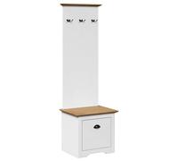 vidaXL Mueble de entrada BODO con ganchos Blanco y marrón 50x40x157 cm