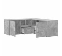 vidaXL Mueble de Esquina Madera ingeniería Gris hormigón 200x40x45 cm, Mueble de Esquina, Armario, estantería de Esquina, Estante de Esquina