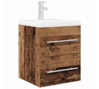 vidaXL Mueble de Lavabo con cajón Madera Vieja 38,5 x 41 x 48 cm, Espejo Rústico para Baño, Mueble de Pared, Almacenamiento Amplio, Organizador Compacto para Casa