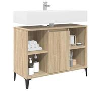 vidaXL Mueble de Lavabo con Estante Roble Sonoma 80 x 33 x 60 cm, Almacenaje para baño, Estilo rústico, Resistente gabinete, Organizador Compacto, Estante de Hierro, solución para el hogar