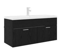 vidaXL Mueble de Lavabo con Puerta Roble Negro 38,5 x 100 x 46 cm, Mueble de baño Moderno, Rectangular, Resistente, colgado en la Pared, diseño Minimalista, solución eficiente