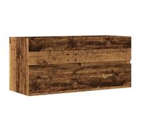vidaXL Mueble de lavabo de madera vieja/armario de almacenamiento de baño, montado en la pared, madera de ingeniería/marrón/ancho x profundidad x alto - 100 x 38,5 x 45 cm