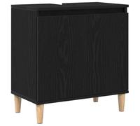 vidaXL Mueble de Lavabo de Roble Negro de, 58 x 33 x 60 cm, de Madera diseñada. Tiene Dos Puertas, es un Mueble Moderno para el baño, Incluye estanterías de Pared, es contemporáneo y Funciona como o