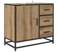 vidaXL Mueble de lavabo industrial Urban de alta conservación rectangular de madera ingenierizada con estructura de acero contemporáneo y amplia puerta con bisagra