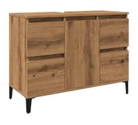 vidaXL Mueble de Lavabo Madera ingeniería Roble Artisan 80x33x60 cm, Mueble de Lavabo, Armario de tocador, Armario para Debajo de Lavabo