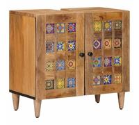 vidaXL Mueble de Lavabo para baño con Puerta Natural 62 x 33 x 58 cm, Armario de baño Moderno, Almacenamiento Rectangular, Muebles de Madera de Mango, Elegantes para organización