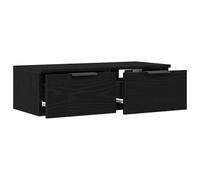 vidaXL Mueble de Pared con cajón Roble Negro 68 x 30 x 20 cm | Líneas limpias que encajan con cualquier decoración, Tiene dos cajones y una estantería, Hecho de madera maciza de roble